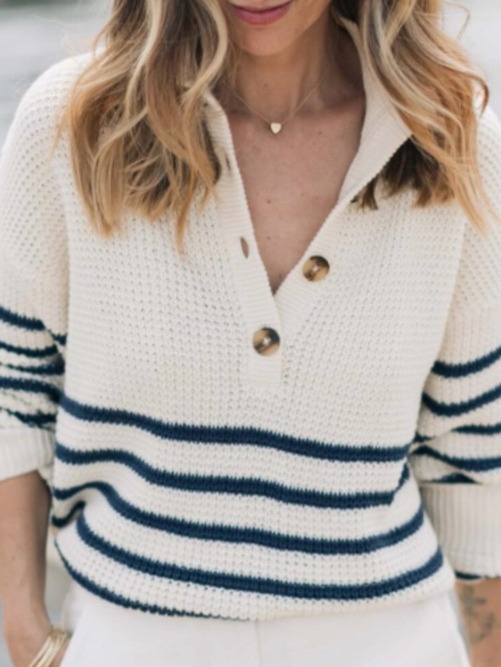 ABLE x Jess Ann Kirby Marin Sweater Midnight Stripe NWT Size S